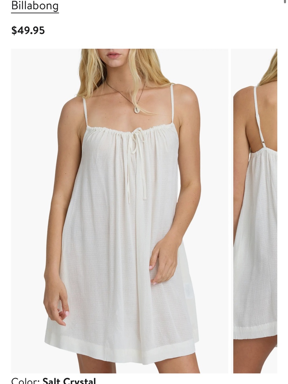Billabong Women’s  White Lightweight Beach Song Mini Dress cover up